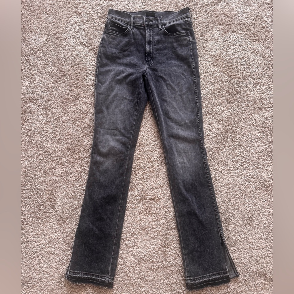 MOTHER Black Jeans ~ High Waisted Rascal Slice Undone Hem ~ Size 26